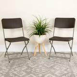 Inbox Zero Oliverson Rattan Folding Chair w/ Gray Frame - Event Chair Plastic/Resin/Metal in Brown | 31.25 H x 18 W x 22.25 D in | Wayfair