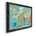 Zoomie Kids Children's World Map - Picture Frame Graphic Art on Canvas Canvas, Solid Wood in Black/Blue/Green | 24 H x 18 W x 1.5 D in | Wayfair