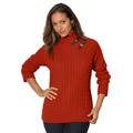 Plus Size Women's Buckle-Trim Turtleneck by Jessica London in Copper Red (Size M)