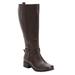 Women's The Donna Wide Calf Leather Boot by Comfortview in Brown (Size 7 M)