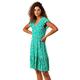 Roman Originals Women Floral Print Fit & Flare Skater Dress Ladies Stretch Jersey Casual Summer Autumn Party Beach Cruise Holiday V-Neck Knee Length - Green - Size 20