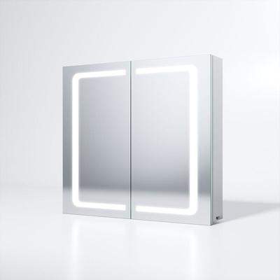 Sonni - led Spiegelschrank mit Beleuchtung Badspiegel Kippschalter Steckdose Edelstahl 70x65cm