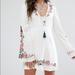 Free People Dresses | Free People “Folk Embroidered Flare Sleeve Dress” | Color: White | Size: 2