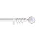 Home Harmony® Crystal Ball Finial Telescopic Extendable Curtain Pole set In Black or Silver and Matching Holdbacks Available (White, 180 - 340 cm)