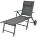 Costway Patio Reclining Chaise Lounge with Adjust Neck Pillow-Gray