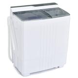 Costway Twin Tub Portable Washing Machine with Timer Control and Drain Pump for Apartment-Gray