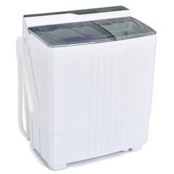 Costway Twin Tub Portable Washing Machine with Timer Control and Drain Pump for Apartment-Gray