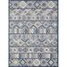 Blue/Gray 94 x 0.25 in Area Rug - Foundry Select Samah Geometric Indoor/Outdoor Area Rug Polypropylene | 94 W x 0.25 D in | Wayfair