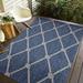 Blue/White 84 x 63 x 0.25 in Indoor/Outdoor Area Rug - Longshore Tides Holahan Geometric Blue/Beige Power Loomed Indoor/Outdoor Area Rug Polyester | Wayfair