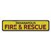 Lizton Sign Shop, Inc City Fire & Rescue Aluminum Sign Metal in Gray/Red/Yellow | 6 H x 24 W x 0.06 D in | Wayfair 1459A-A624