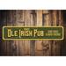 Lizton Sign Shop, Inc Ole Irish Pub Custom Aluminum Sign Metal in Gray/Green/Yellow | 6 H x 24 W x 0.06 D in | Wayfair 1646-A624