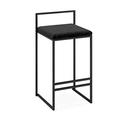 Dining Chair | Full Backed Black Metal Bar Stools, Footrest Stool Flannel Cushion Seat with Footrest & Back, Bar | Pub | Café Dining Room Kitchen Bar Counter Stool Max. Load 440Lb