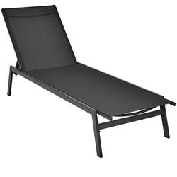 Costway Outdoor Reclining Chaise Lounge Chair with 6-Position Adjustable Back-Black