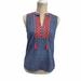 J. Crew Tops | J Crew Blue Embroidered Tassel Tank Top Blue 0/Xs Spring Valentines Beach | Color: Blue/Pink | Size: 0