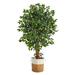 5.5' Palace Ficus Artificial Tree with in Handmade Natural Jute and Cotton Planter - Green/Brown
