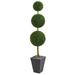 6' Boxwood Triple Ball Topiary Artificial Tree in Slate Planter UV Resistant (Indoor/Outdoor)