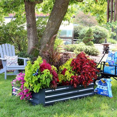 Sunnydaze Galvanized Steel Raised Garden Bed - 47-Inch Rectangle - 47.5" x 35.5" x 11.75"