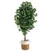 6' Ficus Artificial Tree with Natural Trunk in Handmade Natural Jute and Cotton Planter - 24"W x 24"D x 72"H