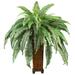 Boston Fern with Decorative Wood Vase Silk Plant - 32"W x 32"D x 33"H