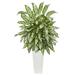 Silver Queen Artificial Plant in White Tower Planter - 28"W x 28"D x 43"H