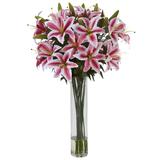 Rubrum Lily w/Large Cylinder Arrangement - H: 34 In. W: 22 In. D: 22 In.