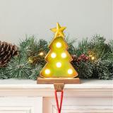 Glitzhome Marquee LED Cartoon Tree Angel Gift Box Christmas Stocking Holders Mantel Ornament
