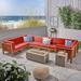 Oana Outdoor U-shaped 8-seat Acacia Sectional Sofa Set w/ Fire Pit by Christopher Knight Home