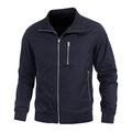 KEFITEVD Men's Zip Track Jacket Outdoor Windproof Coat Casual Thin Jacket Multi Pockets for Running Cycling Navy Blue