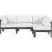 Ebern Designs Quintarius 90" Wide Outdoor Right Hand Facing Patio Sectional w/ Cushions Metal in Gray | 34 H x 90 W x 60 D in | Wayfair