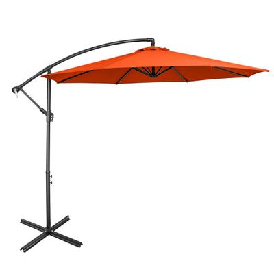 Costway 10 Feet Offset Umbrella with 8 Ribs Cantilever and Cross Base-Orange