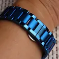 Bracelet de montre en acier inoxydable 16mm poli avec plusieurs couleurs bleu violet or B