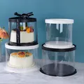 Boîte à gâteau d'anniversaire transparente récipient à gâteau en plastique blanc et noir boîte