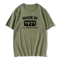 T-shirt homme en coton Vintage et humoristique fait en 1971 cadeau d'anniversaire 50 ans avec