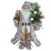 Kurt Adler 17-Inch Natural Plaid Santa with Tree and Snowshoes