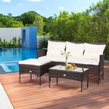 Gymax 3PCS Patio Rattan Sectional Conversation Furniture Set w/ Off - See Details