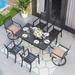 7-Piece Metal Patio Dining Set with 1 Steel Rectangular Table and 4 Metal Stackable Chairs, 2 Swivel Chairs - N/A