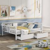 Merax Twin/Full Daybed with Two Drawers, Wood Slat Support