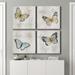 August Grove® Postcard Butterfly I - 4 Piece Wrapped Canvas Print Set Metal in Black/Blue/Green | 40 H x 80 W x 1 D in | Wayfair
