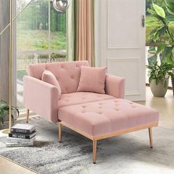 Lounge Chair - Everly Quinn 40.94" Wide Tufted Velvet Lounge Chair Wood in Pink | 62.2 H x 31.1 W x 40.94 D in | Wayfair