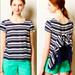 Anthropologie Tops | Anthropologie Maeve Ruffle Striped Top | Color: Blue/White | Size: L