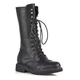 ESSEX GLAM Womens Lace Up Boots Mid Calf Ankle Black Combat Punk Biker Goth Zip Shoes Size 3-8