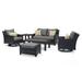 Deco 6 Piece Sunbrella Outdoor Patio Loveseat And Motion Club Chair Set - Charcoal Gray