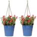 Winston Porter Enameled 2 Piece Hanging Planter Set Metal in Blue | 9 H x 9 W x 9 D in | Wayfair 0A6B3BE32EC94934B63D3B7E245F1963