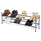 USTECH 2-Tier Slide-N-Adjust Multi-Position Expandable Metal Non-Slip Shoe Rack Metal in Gray | 14 H x 45 W x 9 D in | Wayfair 72041