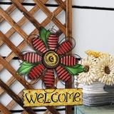 Arlmont & Co. Metal Daisy Welcome Hanging Sign Metal in Red | 15.75 H x 12.75 W x 1 D in | Wayfair BC9A3B9777FC444D88ED01128CCA66E0