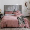 Lanqinglv Warm Duvet Cover Set King Size Pink Grey Velvet Flannel Cozy Thick Bedding Set Reversible,1 Fleece Winter Quilt Cover with Zipper Closure and 2 Pillowcases