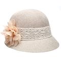 Women's Gatsby Linen Cloche Hat with Lace Band and Flower, Natural, One Size