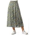 Roman Originals Womens Ditsy Floral Burnout Midi Skirt - Ladies Smart Casual Office Work Midi Length Skirts Flare Detail Shape Spring Summer Elasticated Holiday Skirts - Multi - Size 16