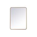Soft corner metal rectangular mirror 24x32 inch in Brass - Elegant Lighting MR802432BR