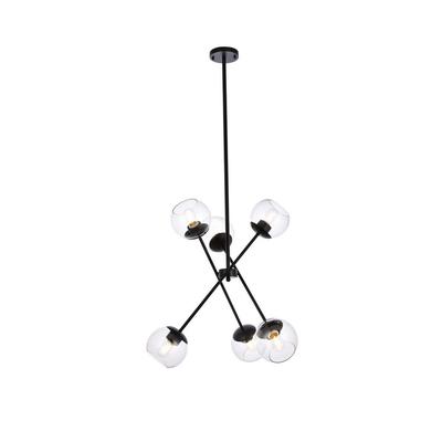 Axl 24 inch pendant in black with clear shade - El...